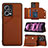 Soft Luxury Leather Snap On Case Cover YB2 for Xiaomi Redmi Note 12 Pro+ Plus 5G Brown