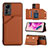 Soft Luxury Leather Snap On Case Cover YB2 for Xiaomi Redmi Note 12S Brown