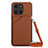 Soft Luxury Leather Snap On Case Cover YB3 for Huawei Honor X6a Brown