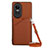 Soft Luxury Leather Snap On Case Cover YB3 for Oppo Reno10 5G Brown