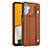 Soft Luxury Leather Snap On Case Cover YB4 for Samsung Galaxy A14 4G Brown