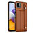 Soft Luxury Leather Snap On Case Cover YB4 for Samsung Galaxy A22 5G Brown