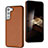 Soft Luxury Leather Snap On Case Cover YB6 for Samsung Galaxy S24 5G Brown