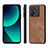 Soft Silicone Gel Leather Snap On Case Cover AD1 for Xiaomi Mi 13T Pro 5G Brown