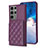 Soft Silicone Gel Leather Snap On Case Cover BF1 for Samsung Galaxy S21 FE 5G Purple