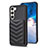 Soft Silicone Gel Leather Snap On Case Cover BF1 for Samsung Galaxy S22 5G Black