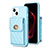 Soft Silicone Gel Leather Snap On Case Cover BF2 for Apple iPhone 13 Blue