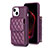 Soft Silicone Gel Leather Snap On Case Cover BF3 for Apple iPhone 14 Purple