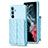 Soft Silicone Gel Leather Snap On Case Cover BF3 for Samsung Galaxy A54 5G Sky Blue