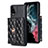 Soft Silicone Gel Leather Snap On Case Cover BF3 for Samsung Galaxy M12 Black