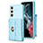 Soft Silicone Gel Leather Snap On Case Cover BF3 for Samsung Galaxy S22 5G Mint Blue