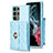 Soft Silicone Gel Leather Snap On Case Cover BF3 for Samsung Galaxy S22 Ultra 5G Mint Blue