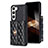 Soft Silicone Gel Leather Snap On Case Cover BF3 for Samsung Galaxy S24 5G Black
