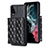 Soft Silicone Gel Leather Snap On Case Cover BF5 for Samsung Galaxy M12 Black