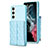 Soft Silicone Gel Leather Snap On Case Cover BF6 for Samsung Galaxy S23 Plus 5G Mint Blue