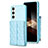 Soft Silicone Gel Leather Snap On Case Cover BF6 for Samsung Galaxy S24 5G Mint Blue