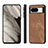 Soft Silicone Gel Leather Snap On Case Cover S02D for Google Pixel 8 5G Light Brown