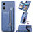 Soft Silicone Gel Leather Snap On Case Cover S02D for Oppo A17 Blue