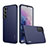 Soft Silicone Gel Leather Snap On Case Cover S03 for Samsung Galaxy S21 FE 5G Blue