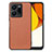 Soft Silicone Gel Leather Snap On Case Cover S03D for Vivo Y35 4G Brown