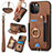 Soft Silicone Gel Leather Snap On Case Cover SD1 for Apple iPhone 13 Pro Brown