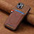 Soft Silicone Gel Leather Snap On Case Cover SD1 for Apple iPhone 14 Brown