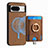 Soft Silicone Gel Leather Snap On Case Cover SD1 for Google Pixel 8 5G Brown