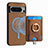 Soft Silicone Gel Leather Snap On Case Cover SD1 for Google Pixel 8 Pro 5G Brown