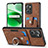 Soft Silicone Gel Leather Snap On Case Cover SD1 for Realme C35 Brown