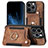 Soft Silicone Gel Leather Snap On Case Cover SD10 for Apple iPhone 14 Pro Brown