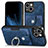 Soft Silicone Gel Leather Snap On Case Cover SD11 for Apple iPhone 13 Blue