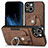 Soft Silicone Gel Leather Snap On Case Cover SD11 for Apple iPhone 13 Brown