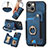 Soft Silicone Gel Leather Snap On Case Cover SD12 for Apple iPhone 14 Blue