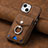 Soft Silicone Gel Leather Snap On Case Cover SD15 for Apple iPhone 13 Brown