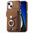 Soft Silicone Gel Leather Snap On Case Cover SD16 for Apple iPhone 14 Brown