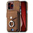 Soft Silicone Gel Leather Snap On Case Cover SD16 for Apple iPhone 15 Pro Brown