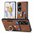 Soft Silicone Gel Leather Snap On Case Cover SD2 for Huawei Honor 90 Pro 5G Brown