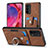 Soft Silicone Gel Leather Snap On Case Cover SD2 for Oppo A54 5G Brown