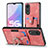 Soft Silicone Gel Leather Snap On Case Cover SD2 for Oppo A58 5G Pink