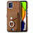 Soft Silicone Gel Leather Snap On Case Cover SD2 for Samsung Galaxy A03 Brown