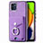 Soft Silicone Gel Leather Snap On Case Cover SD2 for Samsung Galaxy A03 Purple