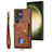 Soft Silicone Gel Leather Snap On Case Cover SD2 for Samsung Galaxy S22 Ultra 5G Brown