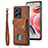 Soft Silicone Gel Leather Snap On Case Cover SD2 for Xiaomi Redmi Note 12 4G Brown