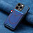 Soft Silicone Gel Leather Snap On Case Cover SD3 for Apple iPhone 15 Pro Blue