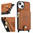 Soft Silicone Gel Leather Snap On Case Cover SD4 for Apple iPhone 13 Brown