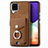 Soft Silicone Gel Leather Snap On Case Cover SD4 for Samsung Galaxy A22 4G Brown