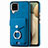 Soft Silicone Gel Leather Snap On Case Cover SD4 for Samsung Galaxy M12 Blue