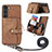 Soft Silicone Gel Leather Snap On Case Cover SD4 for Samsung Galaxy S22 5G Brown