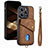 Soft Silicone Gel Leather Snap On Case Cover SD5 for Apple iPhone 13 Pro Brown