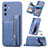 Soft Silicone Gel Leather Snap On Case Cover SD5 for Samsung Galaxy A34 5G Blue